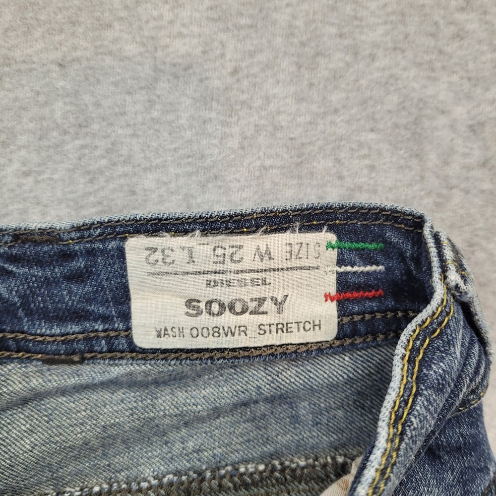 Diesel Soozy Jeans Womens 25 Blue Wash 008WR Stretch Straight Leg Distressed - Picture 6 of 11